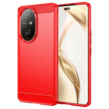 Capa de TPU Escovado para Honor 200 Pro - Fibra de Carbono - Vermelho