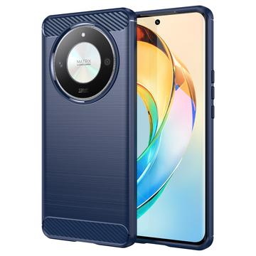 Capa de TPU Escovado para Honor Magic6 Lite - Fibra de Carbono - Azul