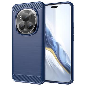 Capa de TPU Escovado para Honor Magic6 Pro - Fibra de Carbono - Azul