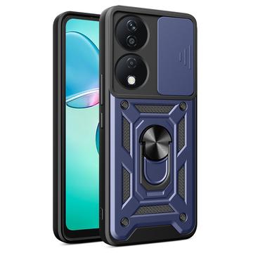 Capa Híbrida de Anel Rotativo com Proteção de Câmera para Honor X7b/90 Smart - Azul