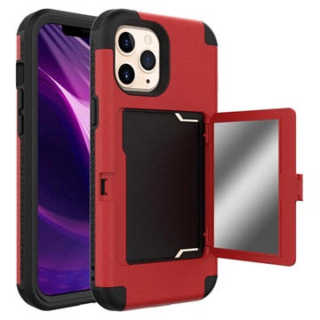 Capa Híbrida com Espelho Secreto & Ranhura para Cartões iPhone 12 Pro Max - Vermelho