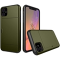 Capa Híbrida com Slot para Cartão Deslizante para iPhone 11 - Verde Militar