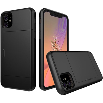 Capa Híbrida com Slot para Cartão Deslizante para iPhone 11 - Preto