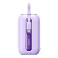 Joyroom JR-L012 Power Bank colorido de 10000mAh - Cabo USB-C e Lightning, 22.5W - Roxo