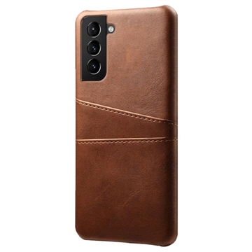 Capa de Plástico Revestida KSQ para Samsung Galaxy S22 5G com Compartimentos para Cartões - Castanho