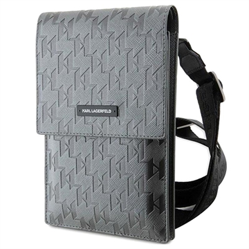 Bolsa à Tiracolo Karl Lagerfeld para Smartphone - Monogram Plate - Prateado