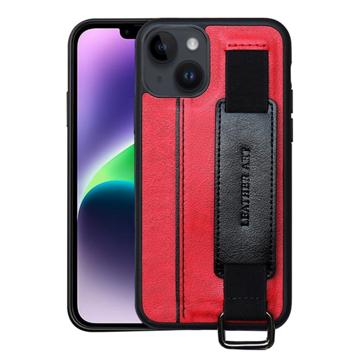 Capa Revestida Duas Cores com Alça de Mão para iPhone 14 - Vermelho