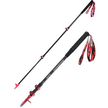 Kodenor Bastão de trekking / bastão de caminhada ajustável de 3 secções - 63-135cm - Vermelho