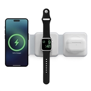 Carregador sem fios dobrável 3 em 1 Ksix 15W - iPhone, Apple Watch, AirPods - Branco