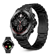 Relógio inteligente Ksix Titanium AMOLED - Aço inoxidável e bracelete de silicone - Preto