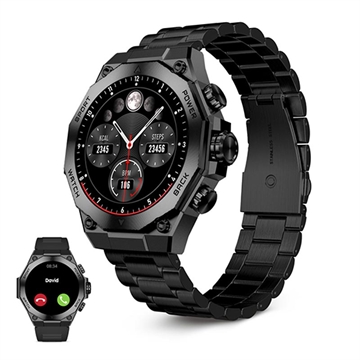 Relógio inteligente Ksix Titanium AMOLED - Aço inoxidável e bracelete de silicone - Preto