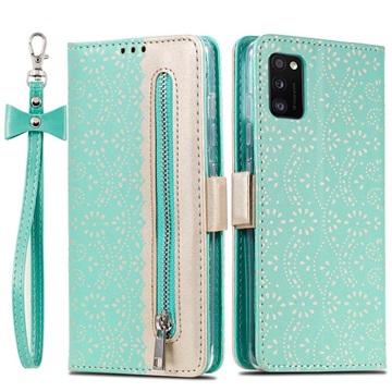 Bolsa tipo Carteira Lace Pattern para Samsung Galaxy A41 - Verde