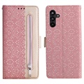 Bolsa tipo Carteira Lace Pattern para Samsung Galaxy A13 5G - Cor-de-Rosa