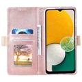 Bolsa tipo Carteira Lace Pattern para Samsung Galaxy A13 5G - Cor-de-Rosa