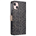 Bolsa tipo Carteira Lace Pattern para iPhone 14 - Preto