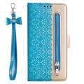 Bolsa tipo Carteira Lace Pattern para Samsung Galaxy S22 5G - Azul