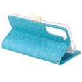 Bolsa tipo Carteira Lace Pattern para Samsung Galaxy S22 5G - Azul