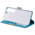 Bolsa tipo Carteira Lace Pattern para Samsung Galaxy S22 5G - Azul