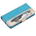 Bolsa tipo Carteira Lace Pattern para Samsung Galaxy S22 5G - Azul