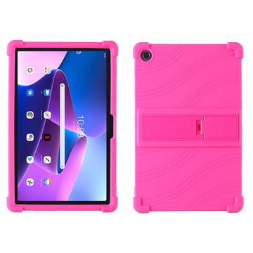 Capa de silicone para Lenovo Tab M10 Plus Gen 3 com suporte - Rosa choque