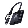 Leitor de cartões Lightning/Type-C para cartões TF/SD - Preto