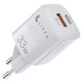 Carregador de parede Lippa 33W PD & QC GaN - USB-C, USB-A - Branco