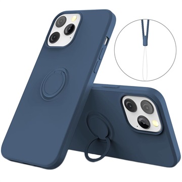 Capa de Silicone Líquido com Anilha para iPhone 13 Pro - Azul