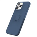 Capa de Silicone Líquido com Anilha para iPhone 13 Pro - Azul