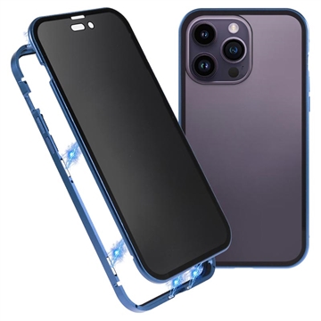 Bolsa Magnética com Vidro Temperado de Privacidade para iPhone 15 Pro - Azul