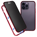 Bolsa Magnética com Vidro Temperado de Privacidade para iPhone 15 Pro Max - Vermelho