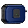 Capa magnética para Apple AirPods Pro, design com fivela para auscultadores Bluetooth Capa em TPU com mosquetão - Preto+Azul