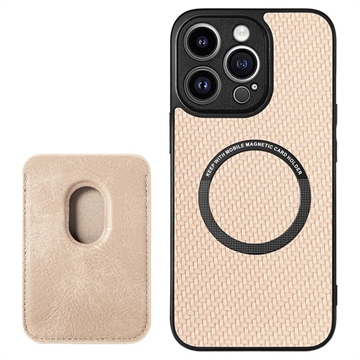 Capa com Porta-Cartões para iPhone 15 Pro - Fibra de Carbono - Caqui