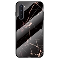 Capa de Vidro Temperado Série Marble para OnePlus Nord - Preto / Dourado