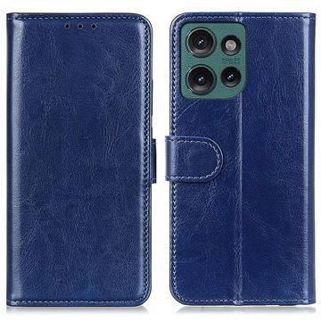 Capa tipo carteira com fecho magnético para Motorola Edge 50 Neo - Azul escuro