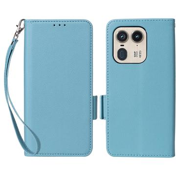 Capa tipo carteira com fecho magnético para Motorola Edge 50 Ultra/Moto X50 Ultra - Azul bebé