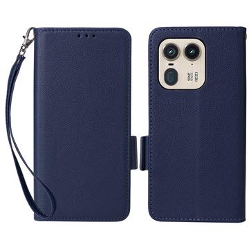 Capa tipo carteira com fecho magnético para Motorola Edge 50 Ultra/Moto X50 Ultra - Azul escuro