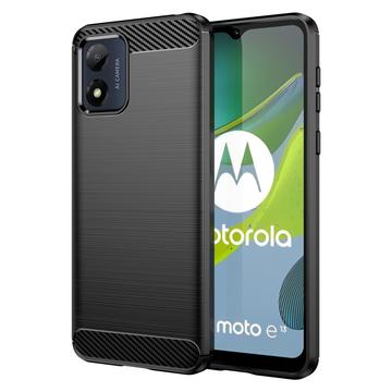 Capa de TPU Escovado para Motorola Moto E13 - Fibra de Carbono - Preto