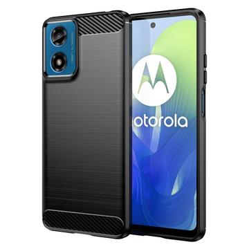 Capa de TPU Escovado para Motorola Moto G04/G24 - Fibra de Carbono - Preto