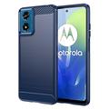 Capa de TPU Escovado para Motorola Moto G04/G24 - Fibra de Carbono - Azul