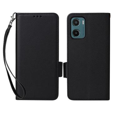 Capa tipo carteira com fecho magnético para Motorola Moto G05/E15 - Preto