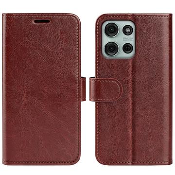 Capa tipo carteira com fecho magnético para Motorola Moto G75 - Castanho