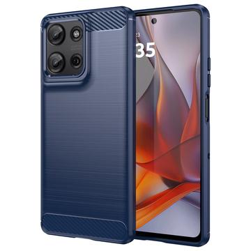 Capa de TPU Escovado para Motorola Moto G75 - Fibra de Carbono - Azul