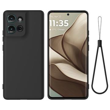 Capa de silicone líquido com correia de mão para Motorola Moto G75