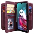 Bolsa Tipo Carteira Multi-Card Slot para Motorola Moto G10/Moto G30 - Vinho Vermelho