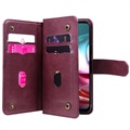 Bolsa Tipo Carteira Multi-Card Slot para Motorola Moto G10/Moto G30 - Vinho Vermelho