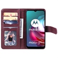 Bolsa Tipo Carteira Multi-Card Slot para Motorola Moto G10/Moto G30 - Vinho Vermelho