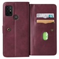 Bolsa Tipo Carteira Multi-Card Slot para Motorola Moto G10/Moto G30 - Vinho Vermelho