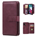 Bolsa Tipo Carteira Multi-Card Slot para Motorola Moto G10/Moto G30 - Vinho Vermelho