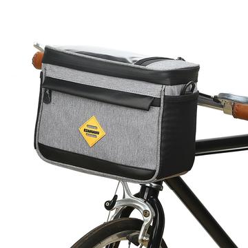 Saco térmico isolado para bicicleta multifunções para ciclismo Saco térmico isolado para bicicleta antidesgaste resistente à água com suporte para telemóvel para bicicleta - Cinzento