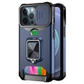 Capa Híbrida Multifuncional 4-em-1 para iPhone 13 Pro - Azul Marinho